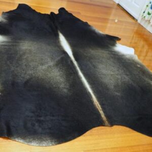 A Massive &  Absolutely Stunning Dark Steel Grey Cowhide - Marked with a Striking Arrowhead Blaze  - A Premium Hand Selected Cowhide Rug