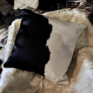 50cm Sq Black & White Cowhide Cushion Cover - Made with Premium Cowhides