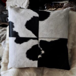 A Beautiful 50cm Square Black and White Cowhide Cushion Cover - A Beautiful Living Accessory