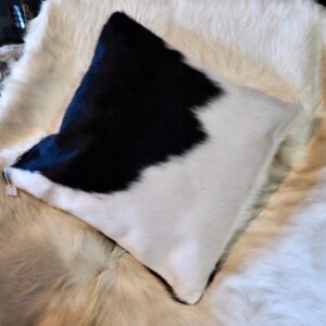 A Beautiful Black and White  Premium Cowhide Cushion Cover -