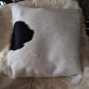 A Black on  White Premium Cowhide Cushion Cover