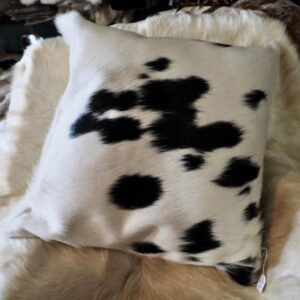 Beautiful Double Sided 50cm Square Natural Black & White, Cowhide Cushion Cover