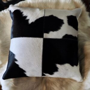 Simple & Beautiful - A Black and White 50cm 4 Square Cowhide Cushion Cover