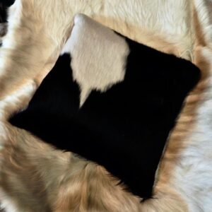 Classic Black & White 40cm Cowhide Cushion Cover -