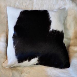 A Beautiful Black and White 40cm  Cowhide Cushion Cover - Simple Style