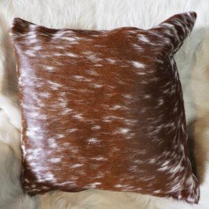 A Beautifully Marked Brown and White 40cm Sq Premium Cowhide Cushion Cover