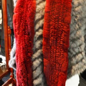 A Wonderful Thick Soft & Long Luxurious Rex Rabbit Fur Scarf with Fox Fur Pompoms