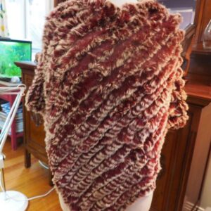 Frosted Maroon Tones - A Beautiful Soft Lightweight & Warm Rabbit Fur Poncho