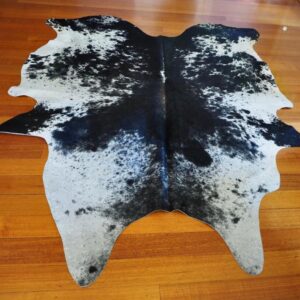 Symmetrical Butterfly Markings - A Beautiful Black & White Salt and Pepper  Cowhide Rug