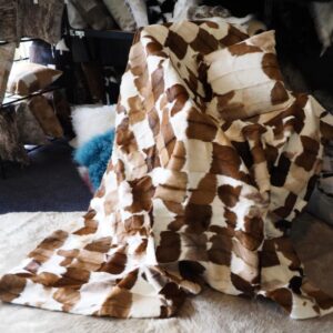 Soft & Silken Natural Tones - Country Style at its Best - A Beautiful Goatskin 1800mm x 1600mm Throw Rug