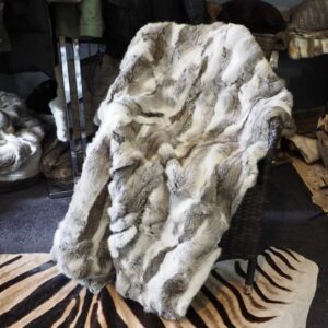 A Beautiful Soft Light and Ever So Warm Natural Grey & White 1500,,x 1000mm Rabbit Fur Throw Rug