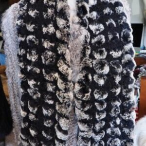 A  Beautiful Soft Black Frosted 1500mm x 200mm Rex Rabbit Fur Scarf