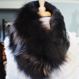 A totally Stunning Silver Fox Fur and Velvet Like trimmed Rex Rabbit Neck Scarf -
