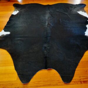 A Lovely Friesian Cross Natural Black Flanked with White - Big & Beautiful Cowhide Rug