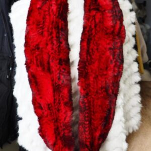 Colour Your Winter Warm with this wonderful Black Frosted Fire Engine Red  Rabbit Fur Infinity Scarf