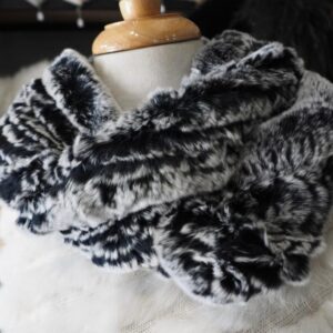 A Lovely Soft Black Frosted  Rex Rabbit Infinity Scarf