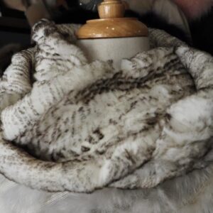 A Beautiful Soft White Frosted  Rex Rabbit Fur Infinity Scarf/Cowl