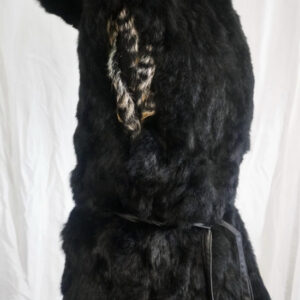 A Beautiful Black Longline Hooded Rabbit Fur Vest