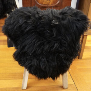 A Wonderful Natural Black Long Wool Icelandic Sheepskin Throw Rug
