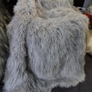As Light as Air - A Beautiful Light Grey Mongolian Lambskin Throw/ Rug Blanket