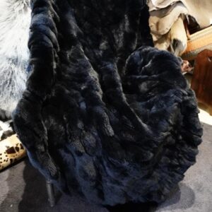 Jet Black & Gorgeous - A Super Thick & Soft Rex Rabbit Fur Throw/Rug/Blanket -