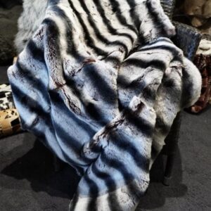A Stunning Chinchilla Printed Lapin Rex Throw/Rug -  The Texture of Rich Velvet -A Visual and Tactile Delight