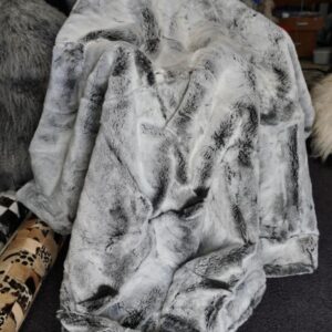 A Stunning Grey Trimmed & Frosted Rex Rabbit Fur Throw -  Simply Stunning
