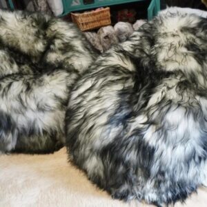 A TOTALLY GORGEOUS ADULT SIZE DARK TIPPED LONG WOOL ICELANDIC SHEEPSKIN BEANBAG