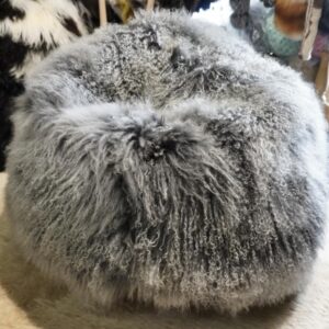 An Absolutely Stunning Grey Frosted Mongolian Lambswool Adults Sized Bean Bag