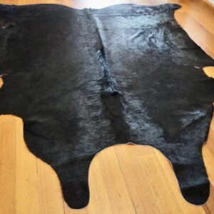 Perfectly Pure Jet Black Huge Premium Cowhide Rug