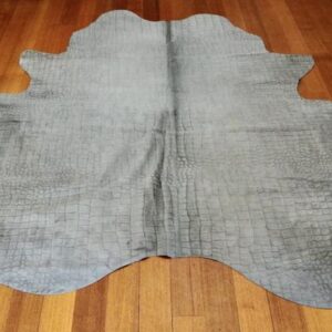 An Amazing Grey Toned Lazer Cut Crocodile Patterned Cowhide Rug - Totally Unique