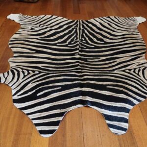 A Wild and Wonderful Zebra Printed Cowhide Rug -