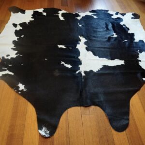 The Smoothest Of Coats - Striking Markings - A Beautiful Black & White Cowhide Rug