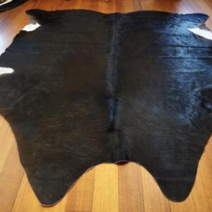 A Dark Dark Chocolate Brown Framed in White -A Big & Beautiful Cowhide Rug