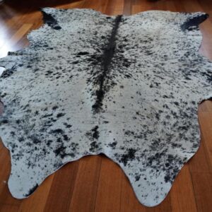 A Star Burst Centre- A Big & Beautiful Black& White Salt & Pepper Premium Cowhide Rug