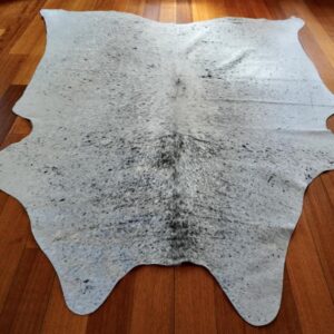 A Soft Fine Peppering over Silken White - A Beautiful Apartment Sized Premium Salt & Pepper Cowhide Rug