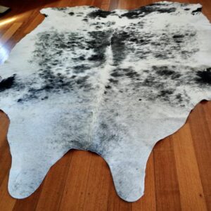 A Huge & Absolutely Stunning Charcoal & Pure White Cowhide Rug