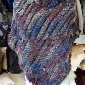 Blue tones - A Wonderful Light Weight & Warm Rabbit Fur Poncho