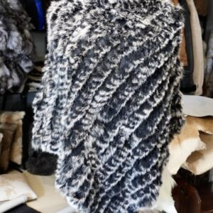 A Softly Frosted Black Lightweight & Warm Rabbit Fur Poncho