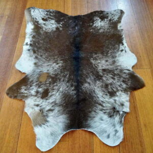 A Gorgeous Brown and White Speckle Park Calfskin Rug