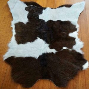 Beautiful Dark Cocoa Brown and White Super Soft Calfskin Rug