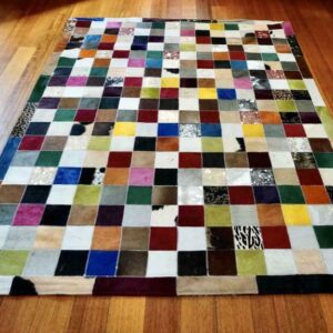 A Carnival of Colour - A Wonderful 2.00 x 1.50 metre Patchwork Cowhide Rug