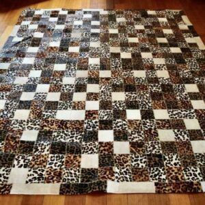 A Bold & Striking Design - A Wonderful  Leopard Print Patchwork Cowhide Rug