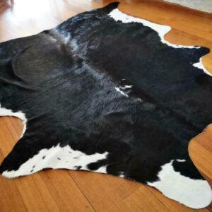 A Striking Red Centre Blaze - A Rippling Black Coat - A Beautiful Tri Coloured Cowhide Rug