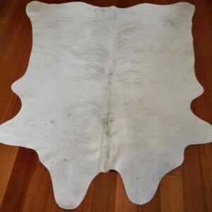 A Beautiful White base is lightly Touched by a Pale Grey Wave - A Beautiful Smaller Size Cowhide Rug