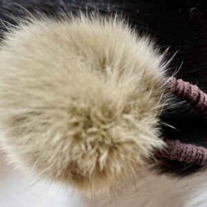 Beautiful Beaded Thick & Soft  Fur Pompom Hair Elastics -  Winter Fashion Fun for your Hair