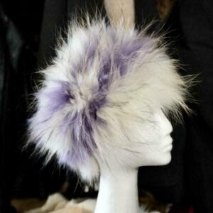 Lilac & White - Timeless Style - A Beautiful Tanuki Fur Elasticized HeadBand -