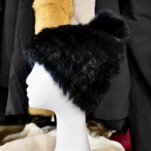 Jet Black & Beautiful - A Gorgeous Knitted Rabbit Fur Beanie with Matching Pompom