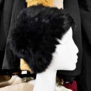Beautiful Jet Black Super Soft & LightWeight Knitted Rabbit Fur Beanie