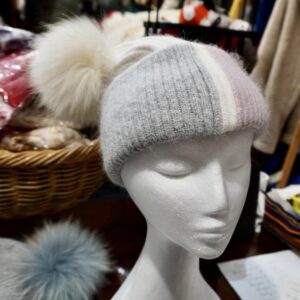 Extra Thick Soft & warm Genuine Rabbits Wool Beanie. in Beautiful Warm Pink & Grey Tones
